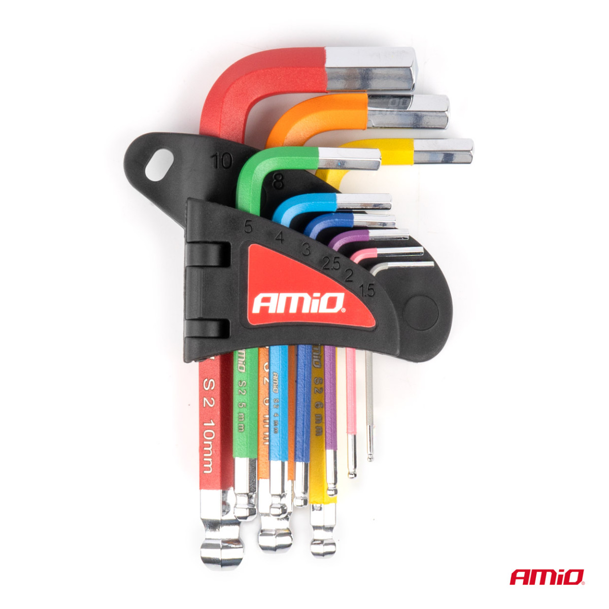 HEX (Allen) atslēgas ar lodīti, īsas, 9 gab., S2 AMIO-04298