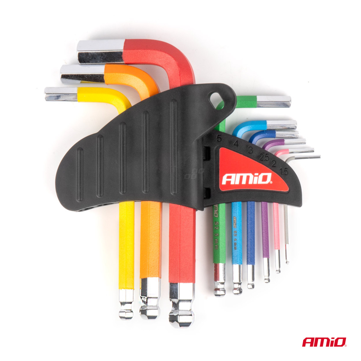 HEX (Allen) atslēgas ar lodīti, īsas, 9 gab., S2 AMIO-04298