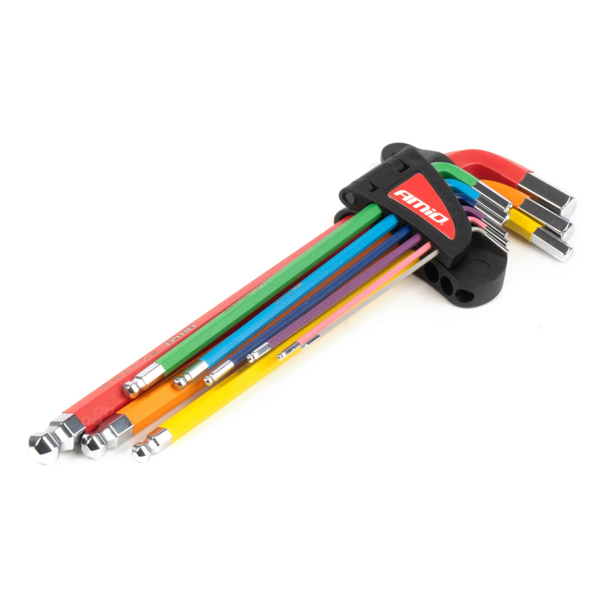 HEX (sešstūra) atslēgas ar lodīti, īpaši garas, 9 gab., tērauds S2 AMIO-04299