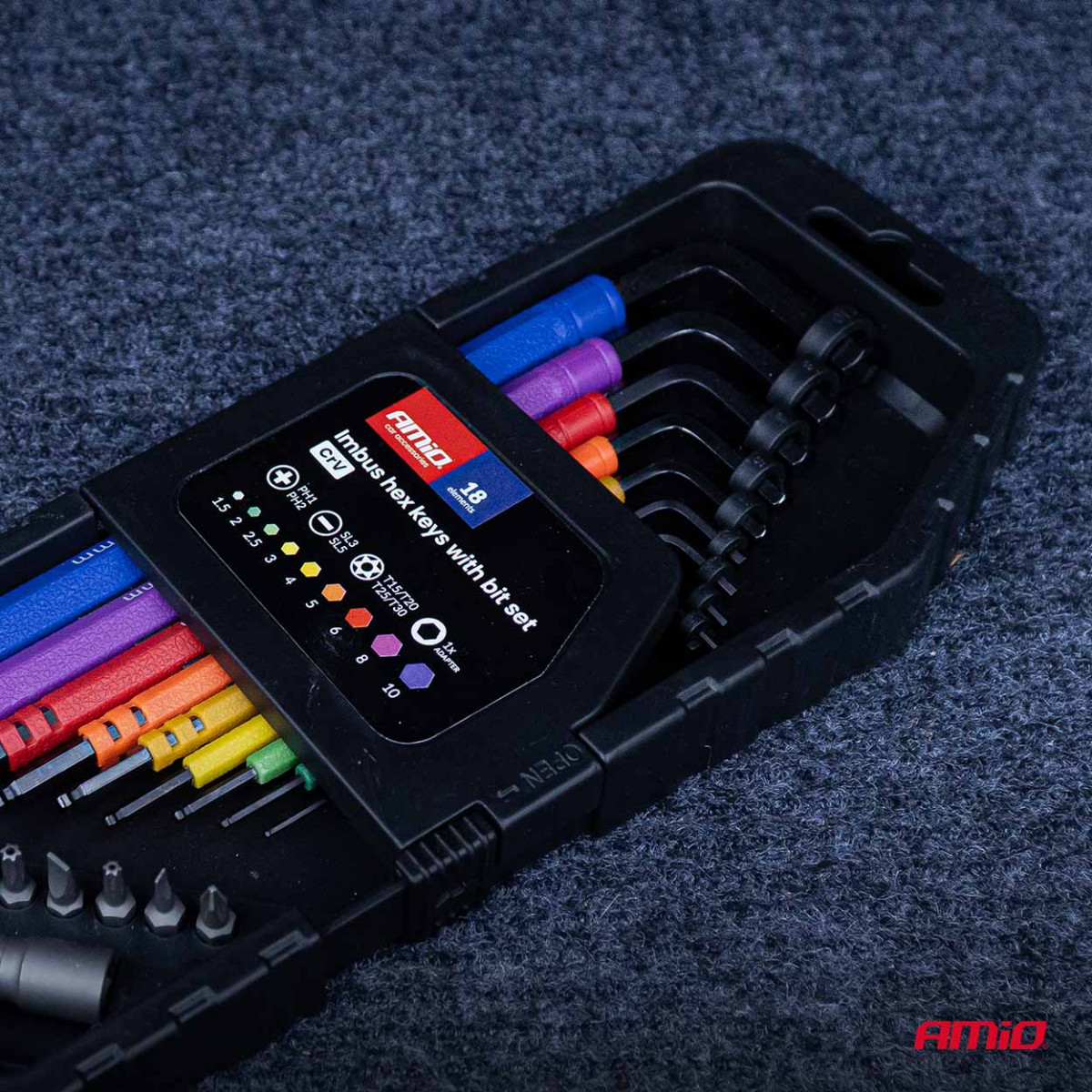 SEŠSAISTES atslēgu komplekts ar lodīti un uzgaļiem, 18 gab., CR-V AMIO-04787