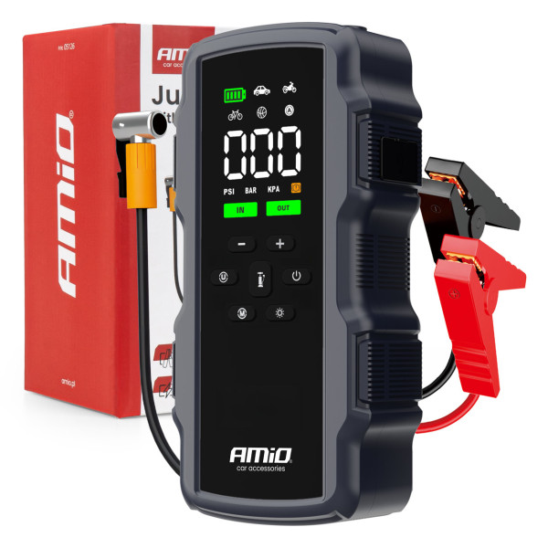 Starteris 4 vienā ar kompresoru / ārējais akumulators 12V 17Ah 900A, AMIO-05126