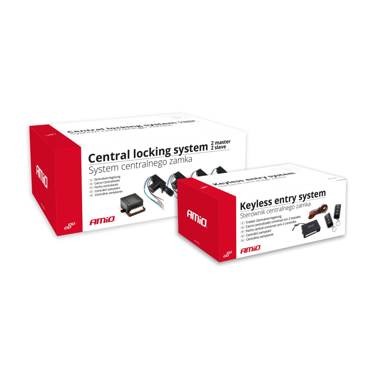 Universāla bezvadu centrālā durvju atslēga KE14 ar 2 Master + 2 Slave motoriem un tālvadības pultīm AMIO-01683