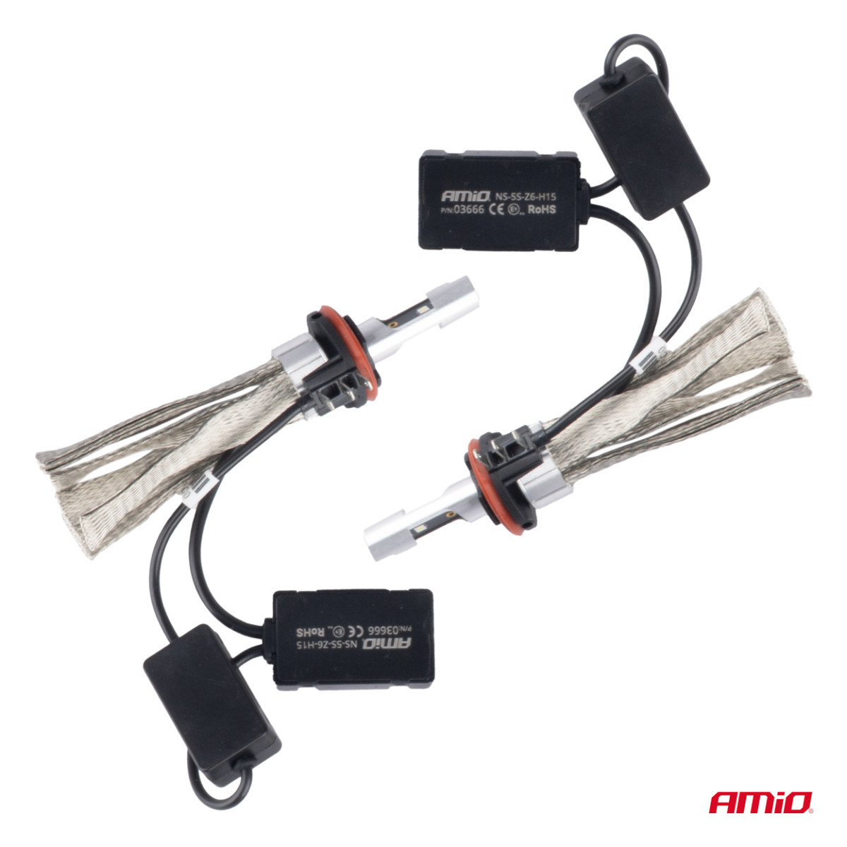 LED priekšējo lukturu spuldzes FLEX+ H15 6000K sērija 12V 24V Canbus, 2 gab. AMIO-03666