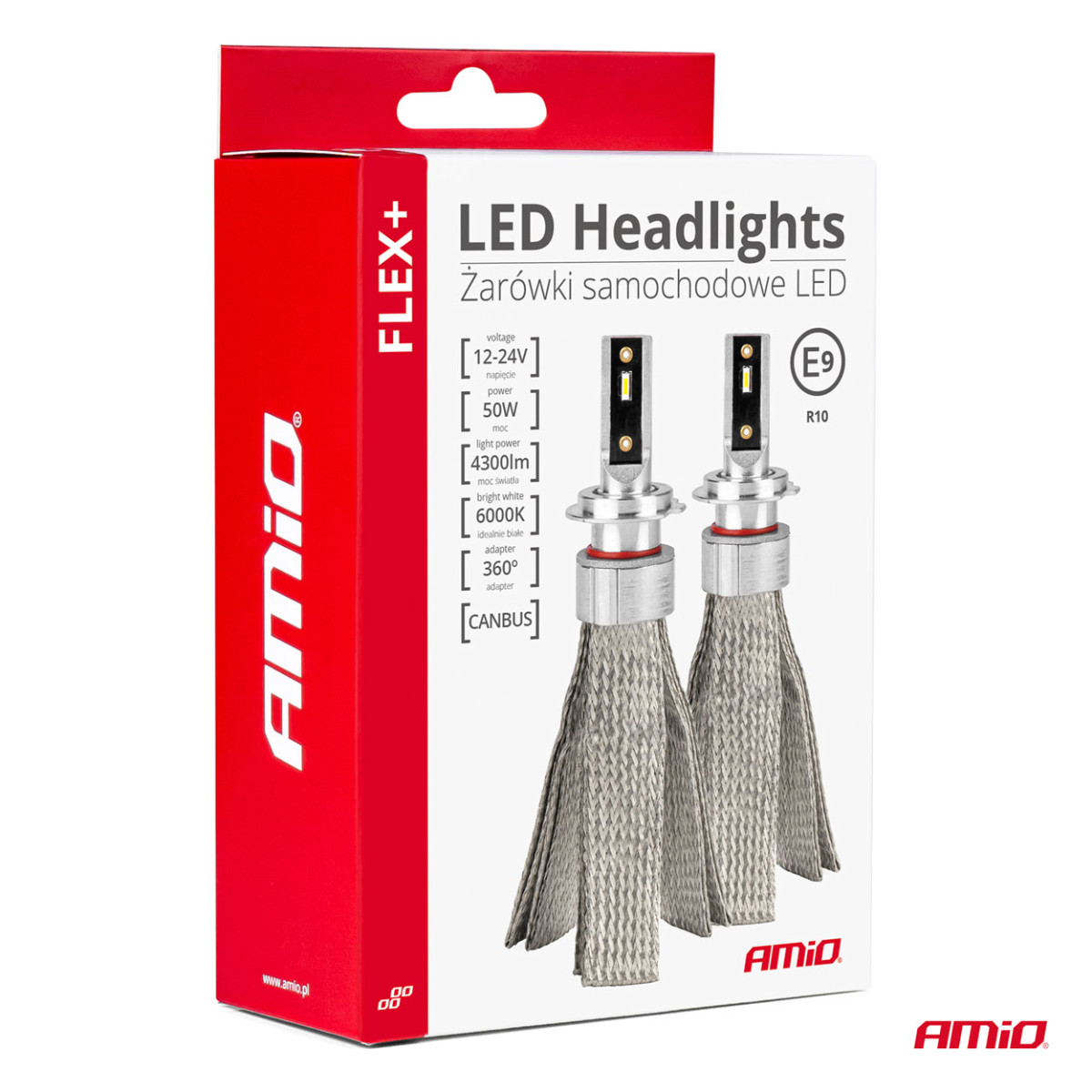 LED priekšējo lukturu spuldzes FLEX+ H15 6000K sērija 12V 24V Canbus, 2 gab. AMIO-03666