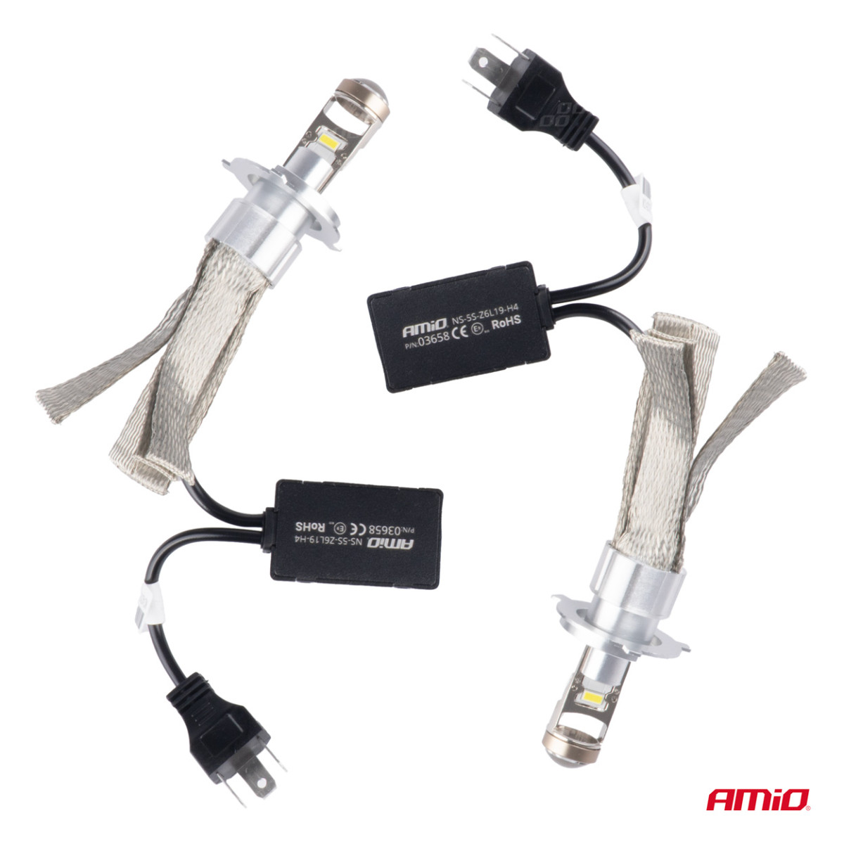 LED priekšējo lukturu spuldzes FLEX+ sērijas H4 lēca 12V 24V 6000K Canbus, 2 gab. AMIO-03658
