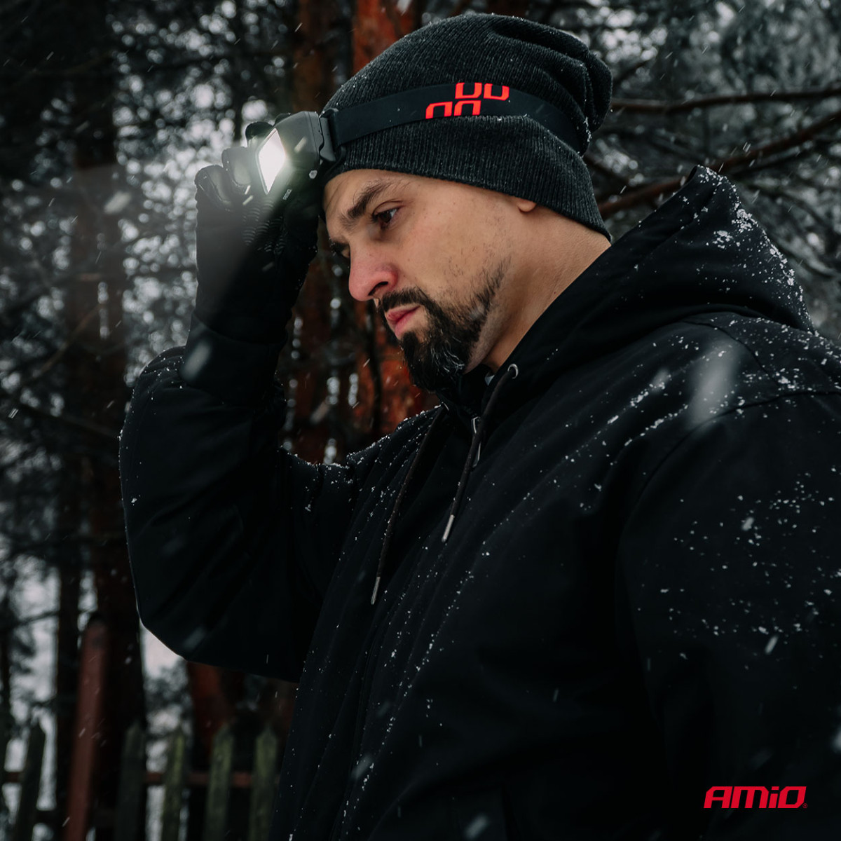 Uzlādējams LED galvas lukturis COB ar kustības sensoru, 1800 mAh AMIO-04666