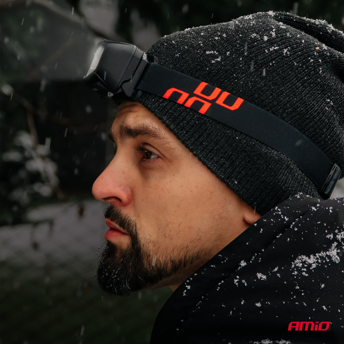 Uzlādējams LED galvas lukturis COB ar kustības sensoru, 1800 mAh AMIO-04666