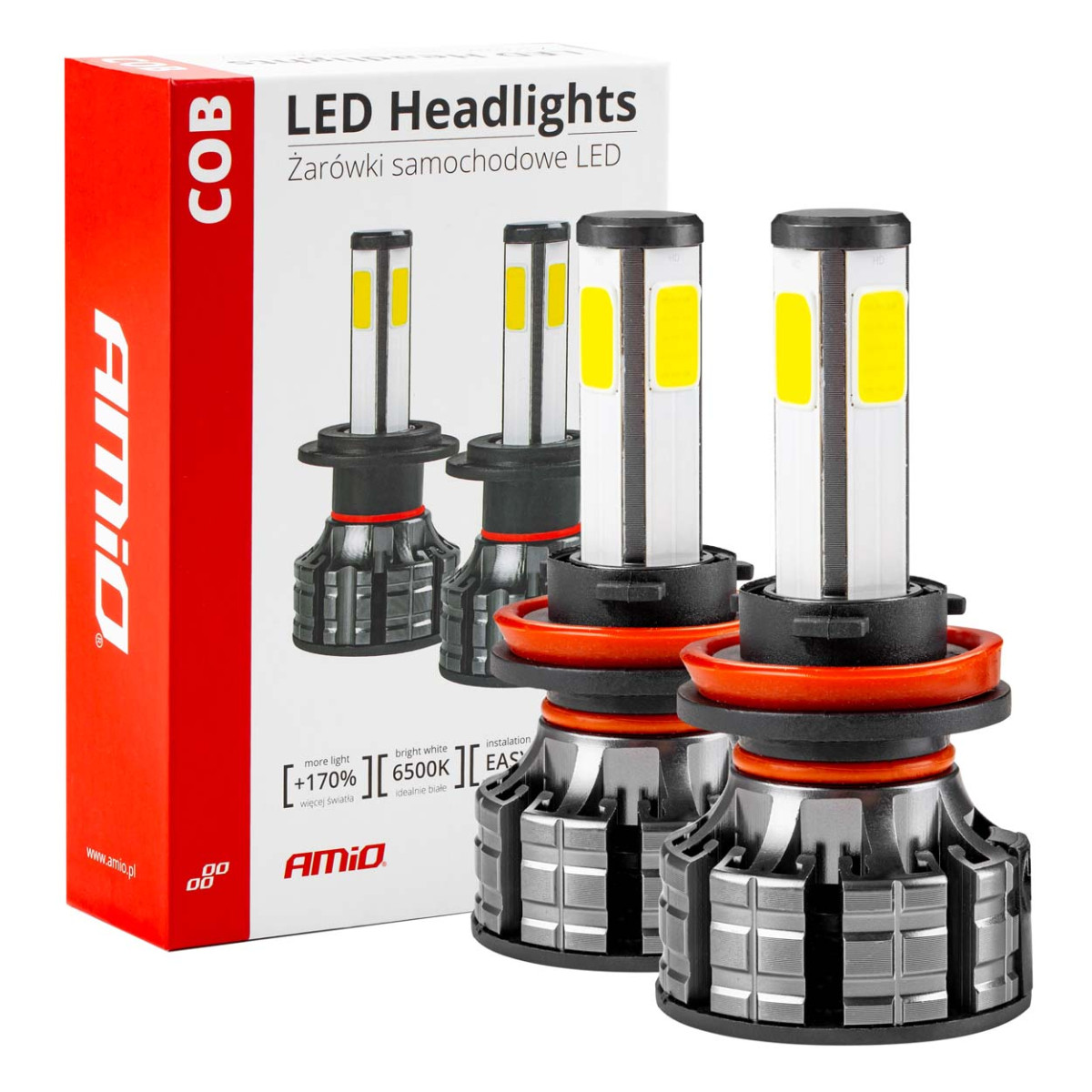LED priekšējo lukturu spuldzes COB sērijas H8/H9/H11 AMiO-02845