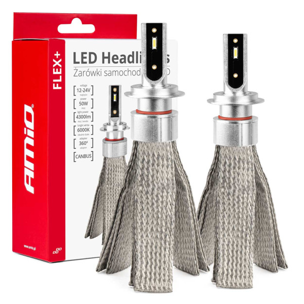 LED priekšējo lukturu spuldzes FLEX+ sērija H7 canbus 6000K 12-24V AMIO-03659