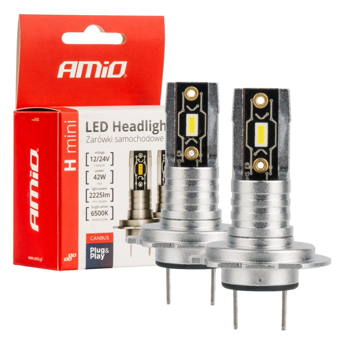 LED priekšējo lukturu spuldzes H-mini sērija H7/H18 AMiO-03332