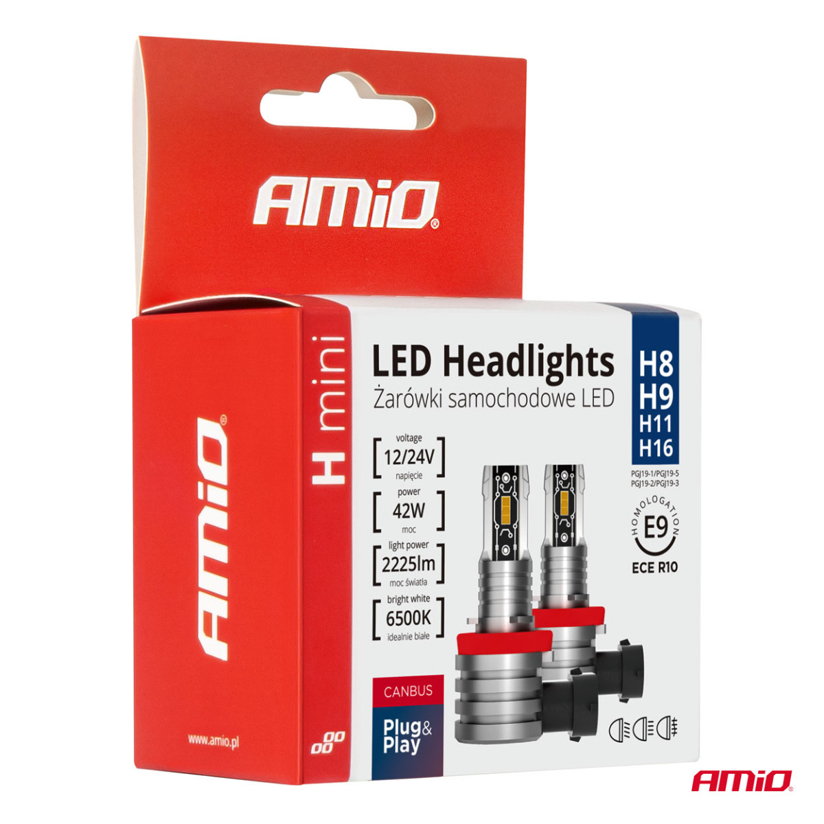 LED priekšējo lukturu spuldzes H-mini sērija H8/H9/H11/H16 AMiO-03333