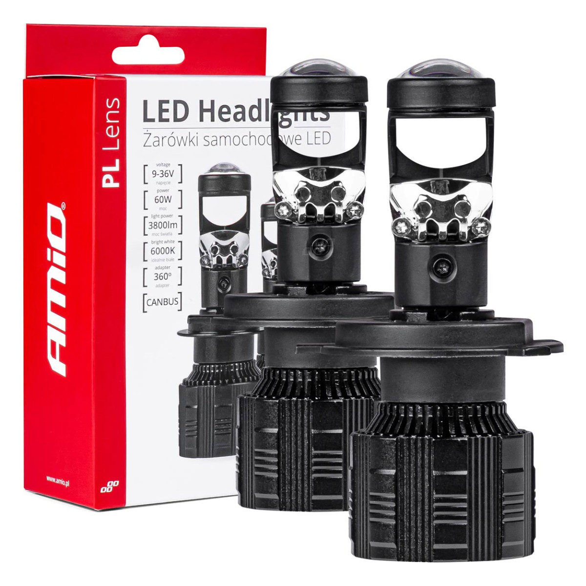 LED priekšējo lukturu spuldzes H4 PL lēcu sērija AMiO-03667
