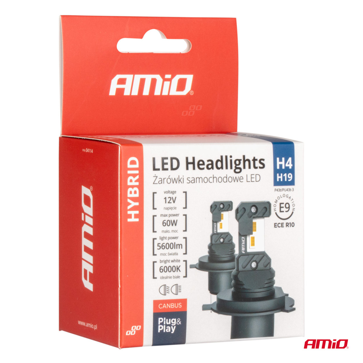 LED priekšējo lukturu spuldzes Hybrid sērija H4 H19 6000K Canbus 60W AMIO-04114
