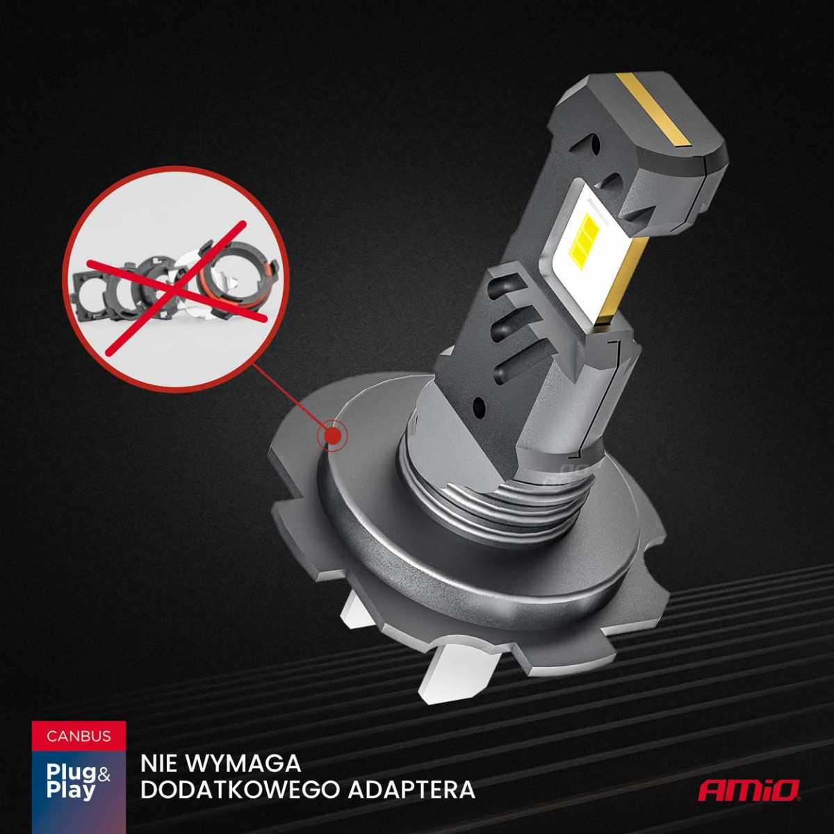 LED priekšējo lukturu spuldzes Hybrid sērija H7 H18 6000K Canbus 60W AMIO-04115