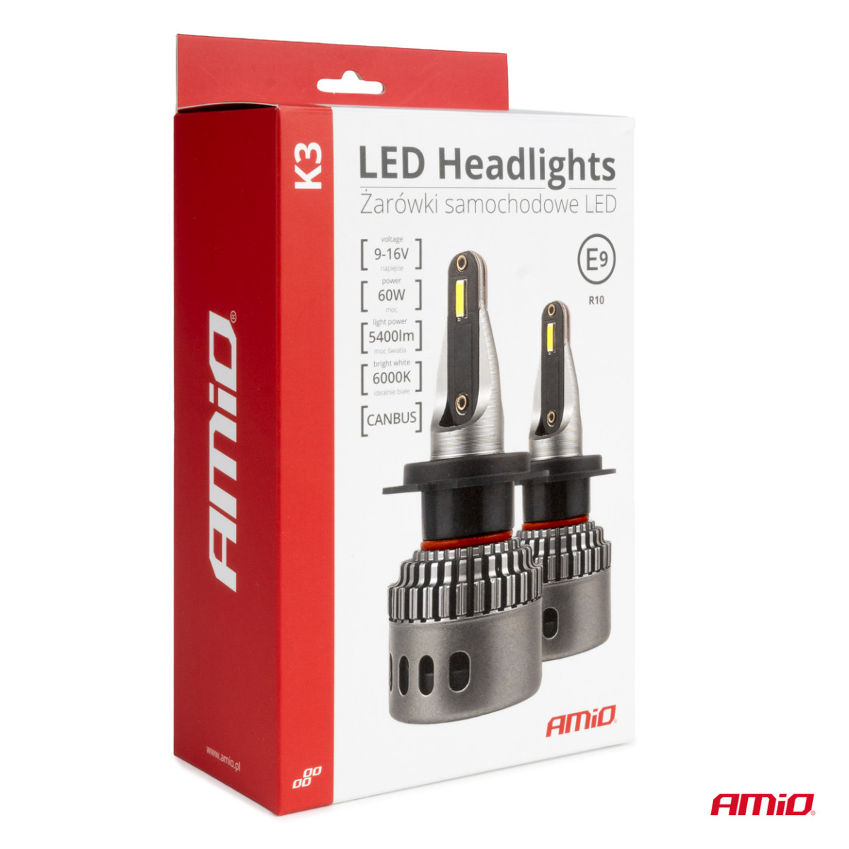 LED priekšējo lukturu spuldzes K3 sērijas H3 12V 6000K Canbus AMIO-03681