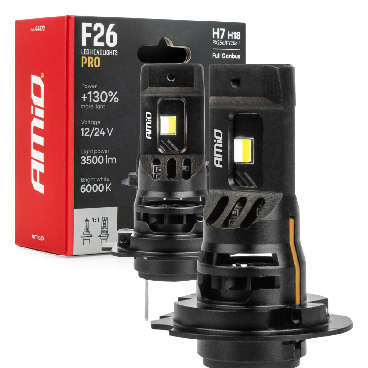 LED automašīnu spuldzes H7/H18 F26 PRO LumiTec LIMITED +130% DUO FULL CANBUS 12V/24V AMIO-04872