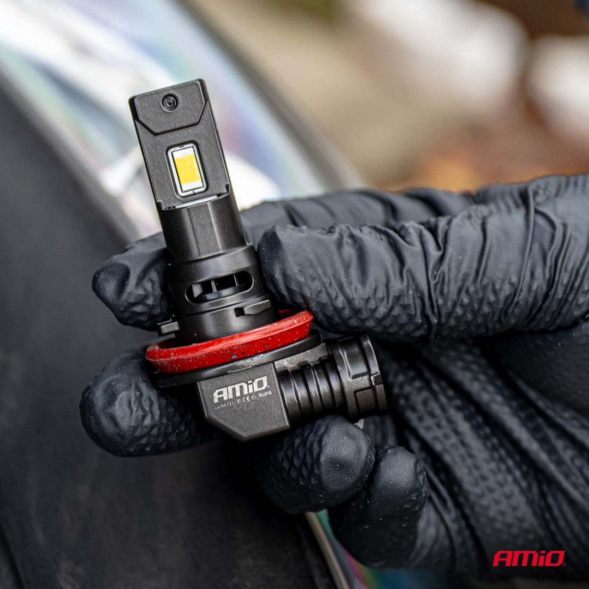 LED priekšējo lukturu spuldzes F25 PRO BLACK FULL CANBUS H8 H9 H11 H16 68W 12V 24V AMIO-04721