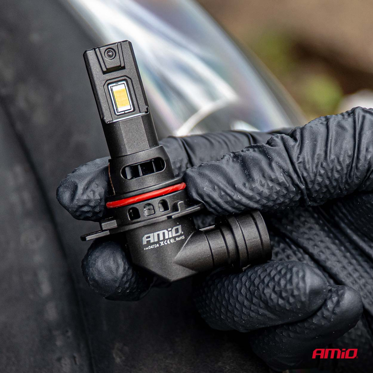 LED priekšējo lukturu spuldzes sērija F25 PRO MELNAS FULL CANBUS HIR2 68W 12V 24V, AMIO-04724