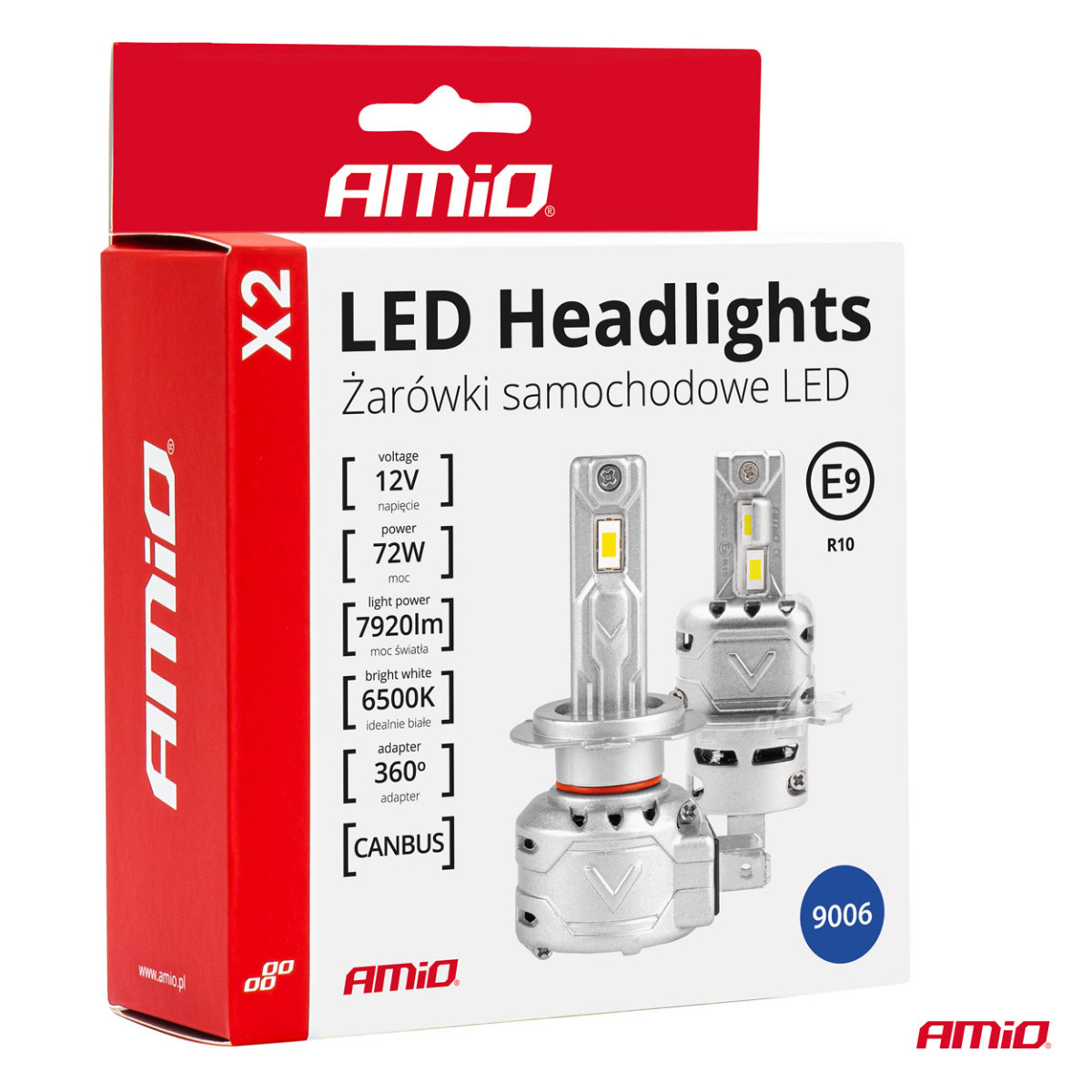LED priekšējo lukturu spuldzes X2 sērija HB3 9005/HIR1 9011/H10 AMiO-02975