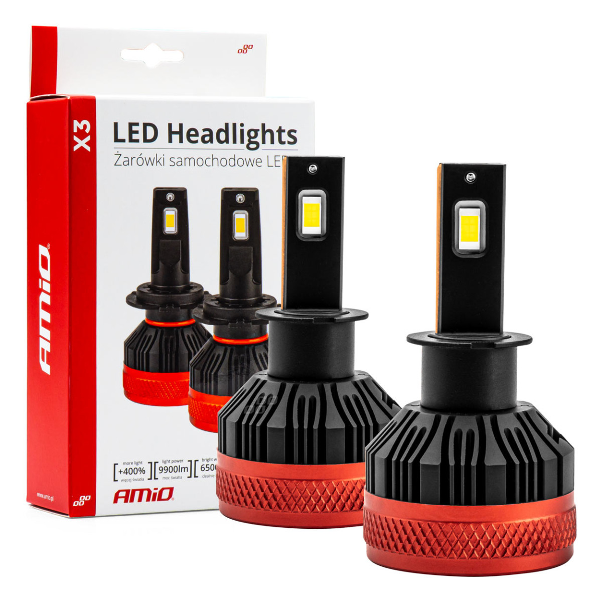 X3 sērijas H3 LED priekšējo lukturu spuldzes AMiO-02978