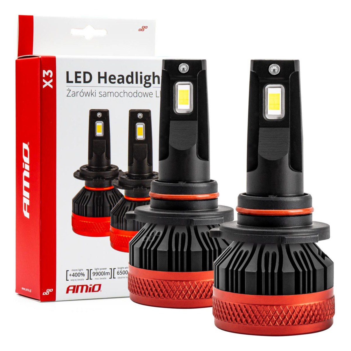 LED priekšējo lukturu spuldzes X3 sērija HB4 9006 AMiO-02983