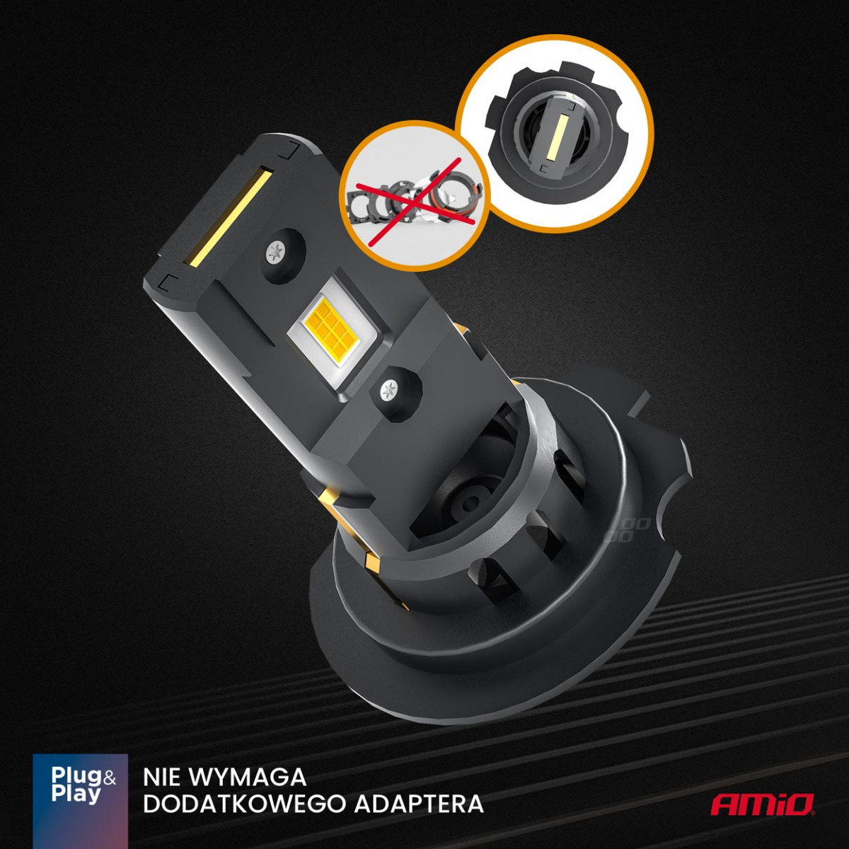 LED priekšējo lukturu spuldzes X4 sērijas AVIATOR H7/H18 6500K max 44W AMIO-03764