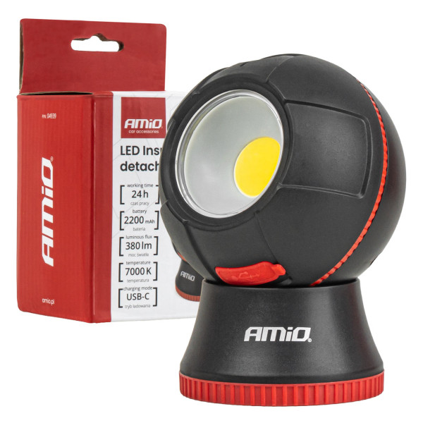 Noņemama lodveida LED darba lampa COB 4 W, 2200 mAh, AMIO-04939 Noņemama lodveida LED darba lampa COB 4 W, 2200 mAh, AMIO-04939