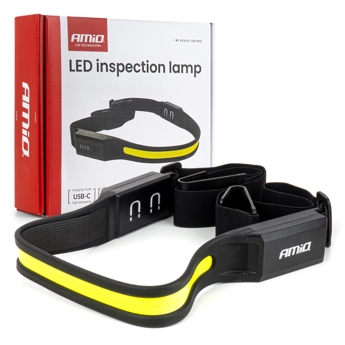 Magnētiskā COB darba lampa ar elastīgu siksnu, 4000 mAh, AMIO-04941