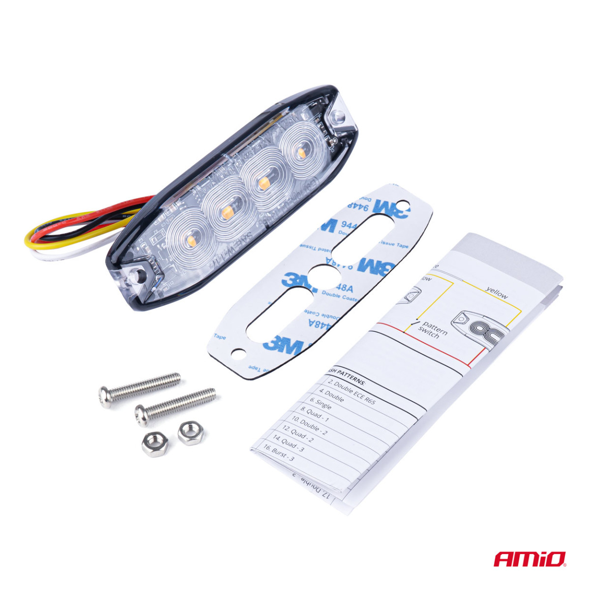 LED brīdinājuma lampa 4 LED R65 R10 12-24V AMIO-02298