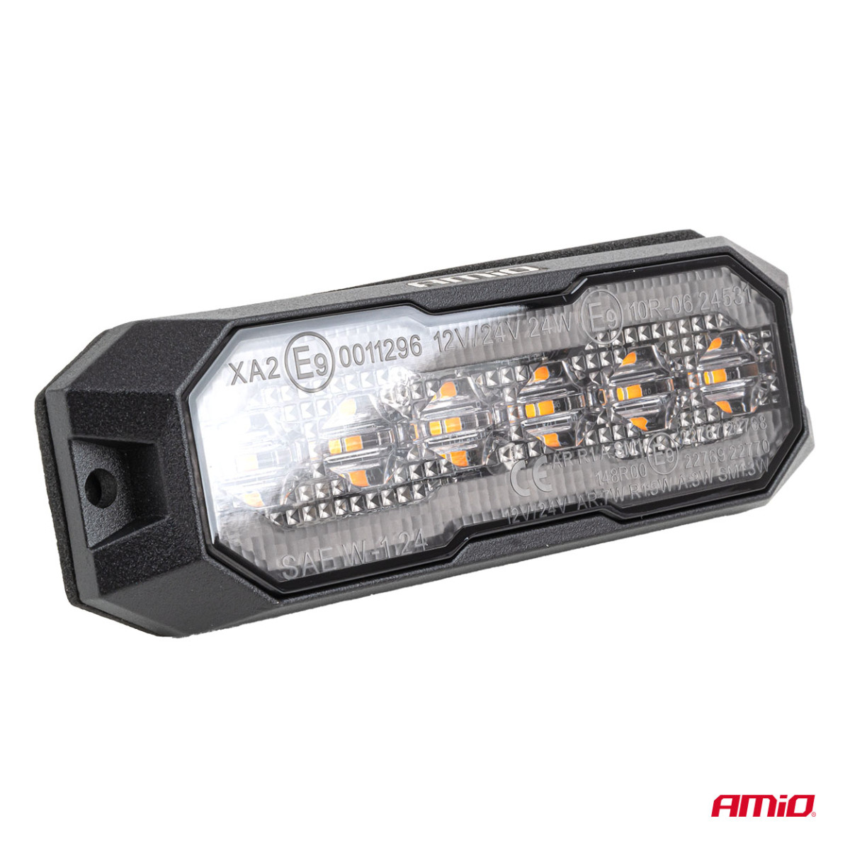 LED brīdinājuma lampa ar oranžu gabarītgaismu R65 R148 12V/24V 24W AMIO-04860