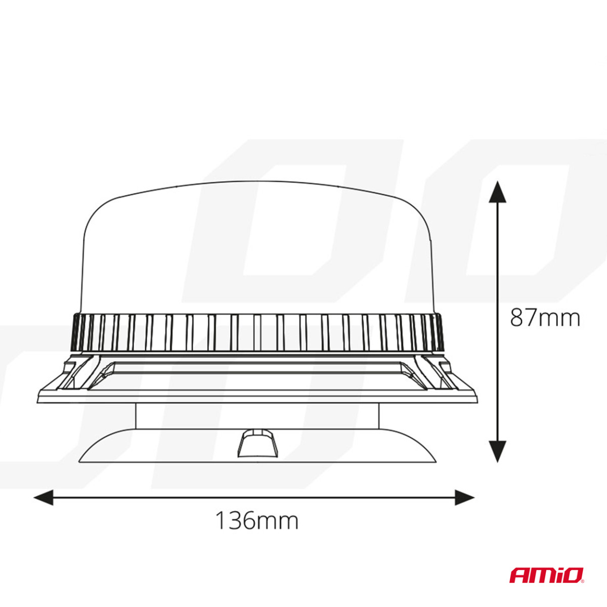 LED brīdinājuma gaisma W03M magnētiska R65 R10 36LED 12/24V IP56 AMIO-02295