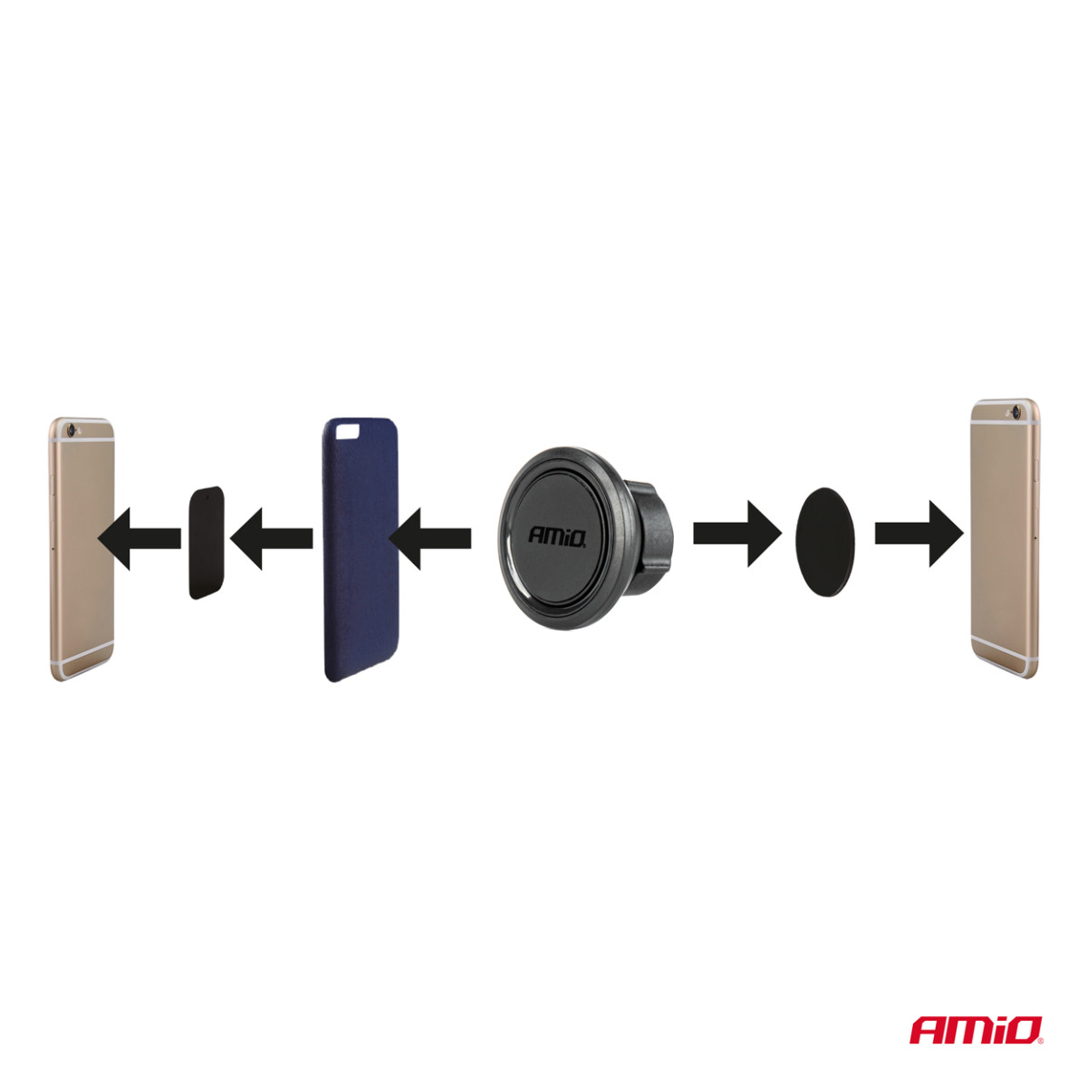Magnētiski regulējams telefona turētājs uz stikla AMiO-04145