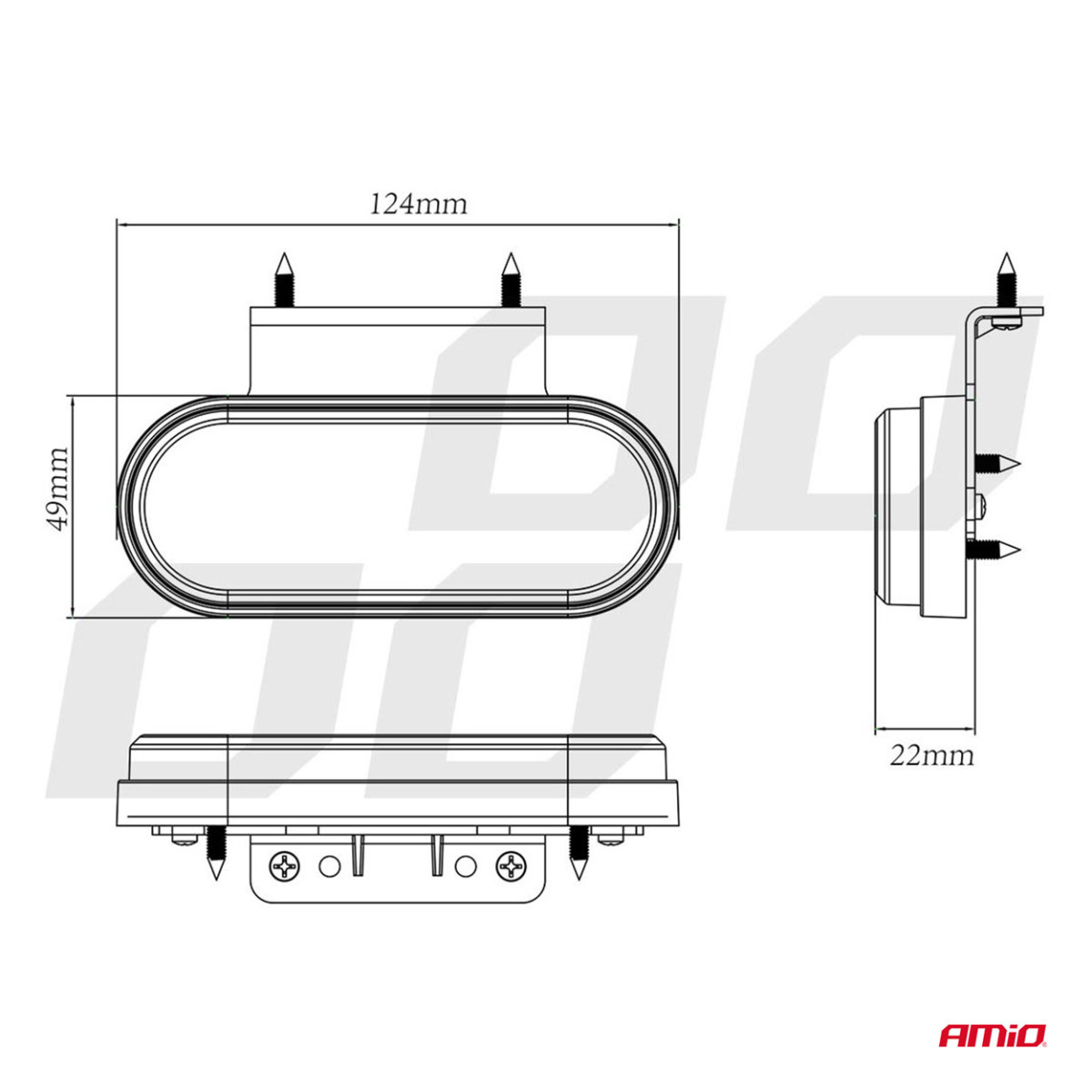 LED gabarītlukturis AMiO OM-01-W ovāls, balts