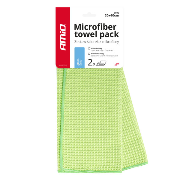 Mikrošķiedras lupatiņa stiklam un bieziem netīrumiem 30×40 cm, 2 gab. AMiO-03734