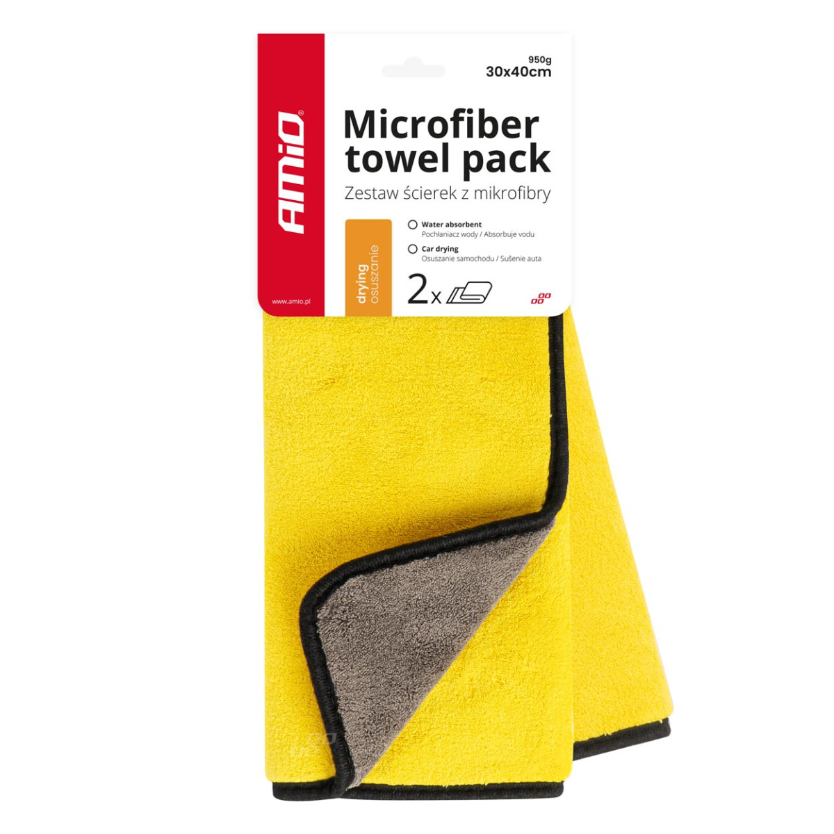 Mikrošķiedras dvieļu komplekts 30x40 cm, 950 g/m², 2 gab. AMIO-03755