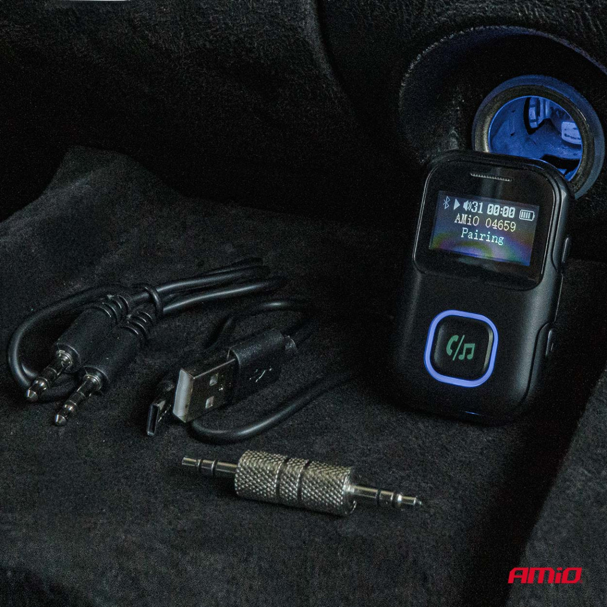 Bluetooth raidītājs-uztvērējs ar mini ligzdu un LCD displeju AMIO-04659