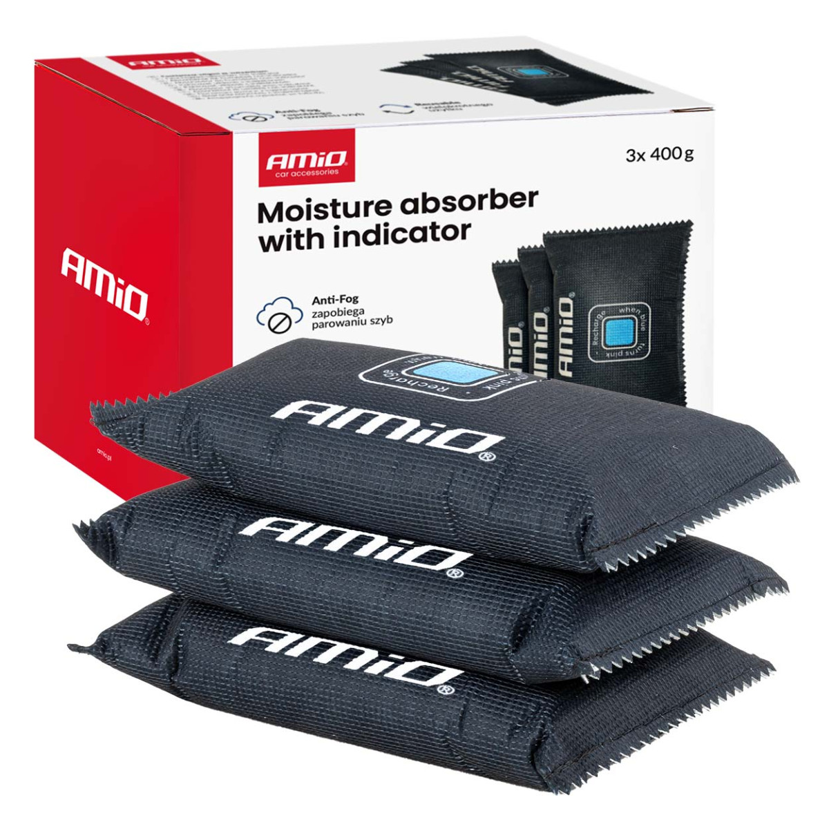 Automašīnas mitruma absorbents ar indikatoru, 3 × 400 g AMIO-04878