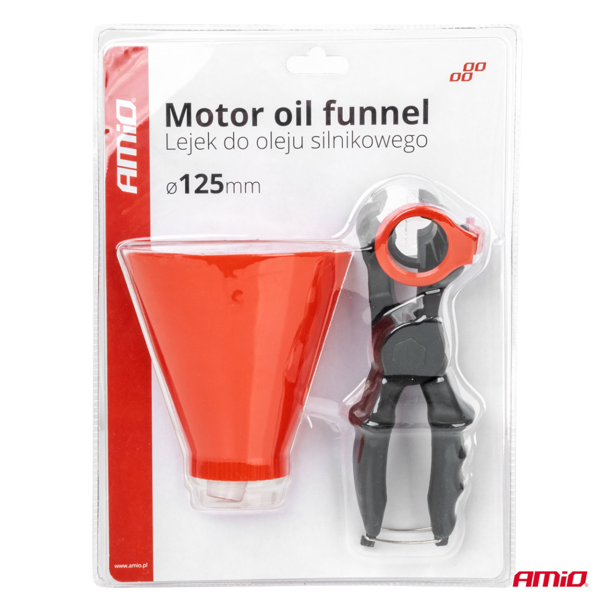 Dzinēja eļļas piltuve ar turētāju 125 mm AMIO-03278