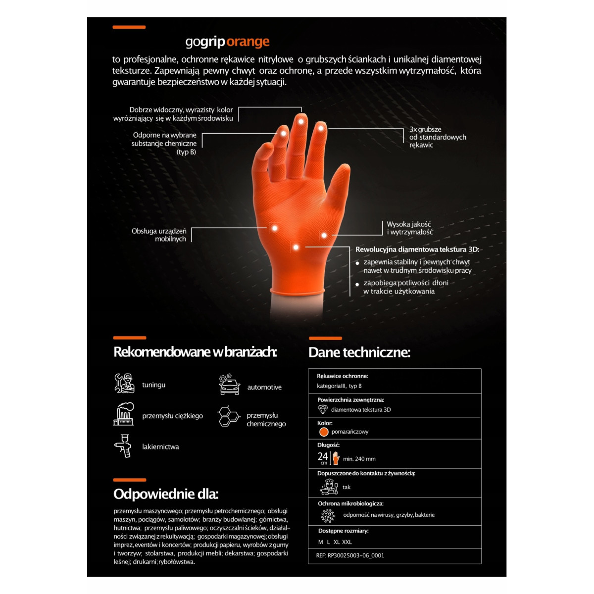 Nitrila cimdi GoGrip Orange, izmērs XL, 50 gab.