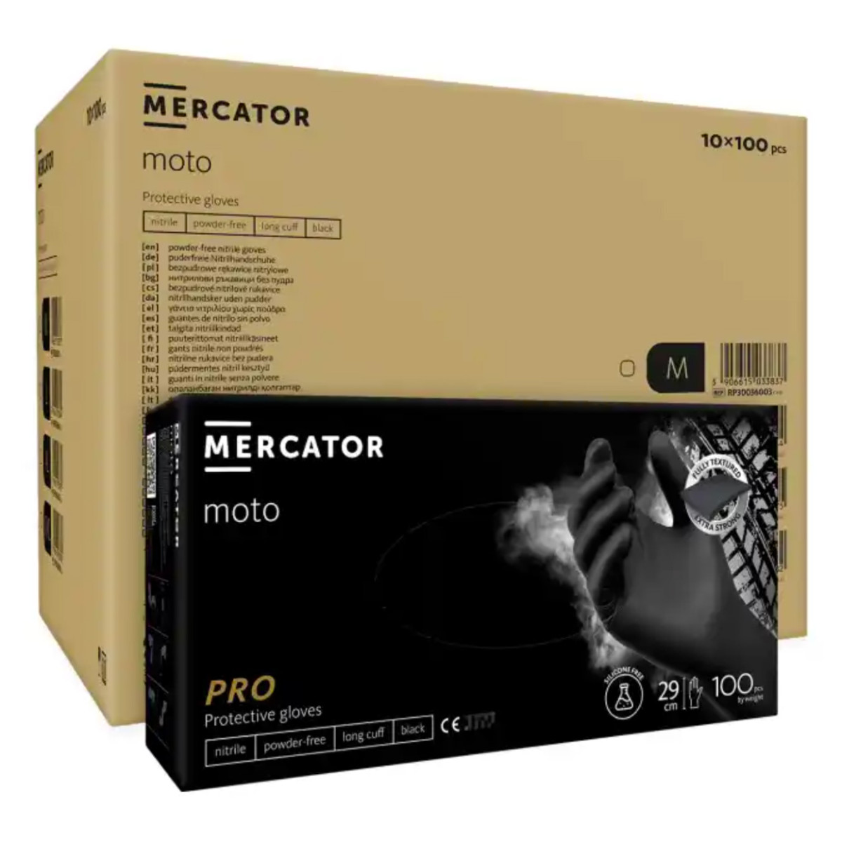 Nitrila cimdi MERCATOR MOTO, melni, XL, 100 gab.