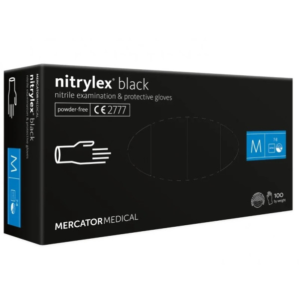 Aizsargcimdi nitrila Nitrylex Black, M izmērs, 100 gab.