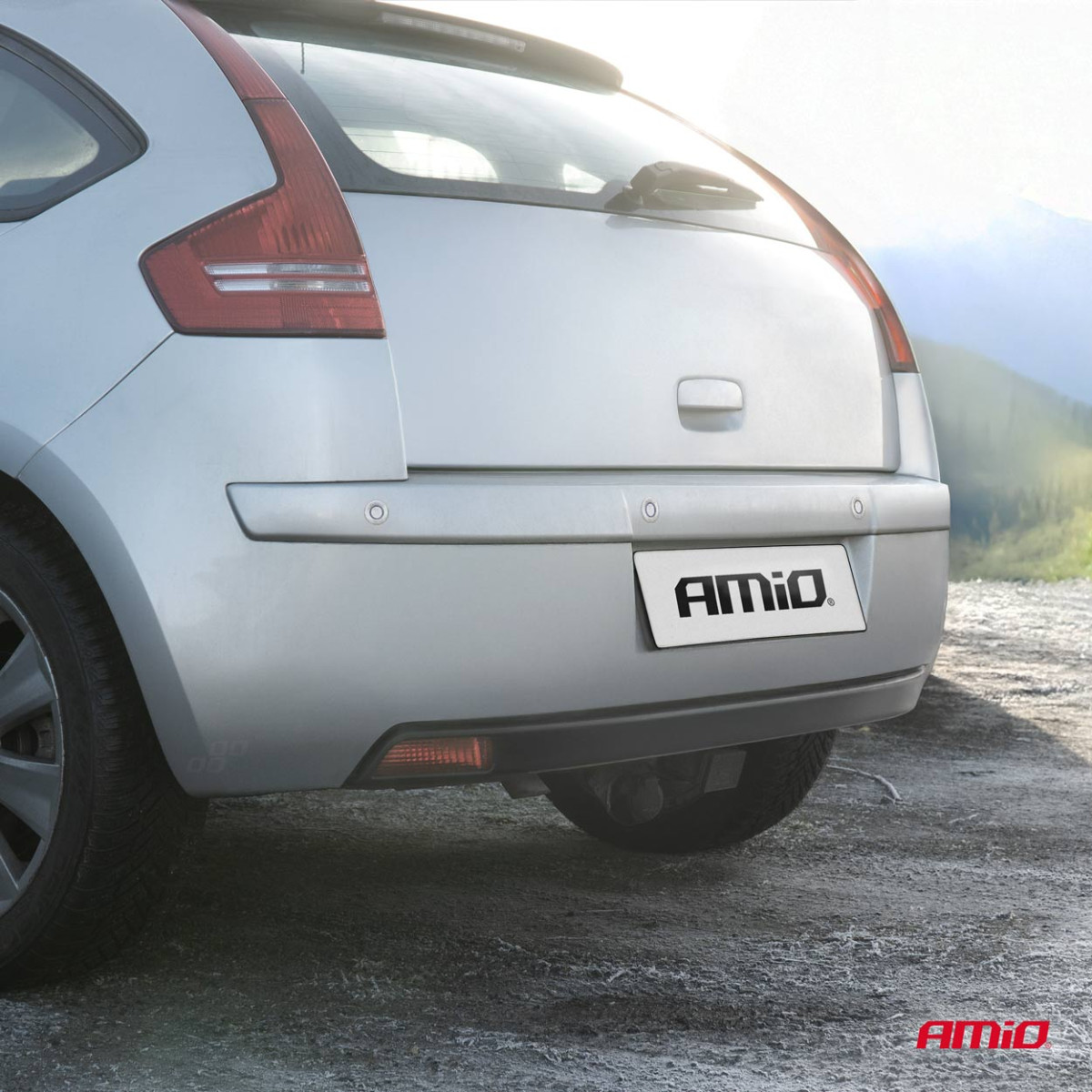 Parkošanās palīgsistēma ar skaņas signālu, 4 sudraba sensori 22 mm AMIO-01021