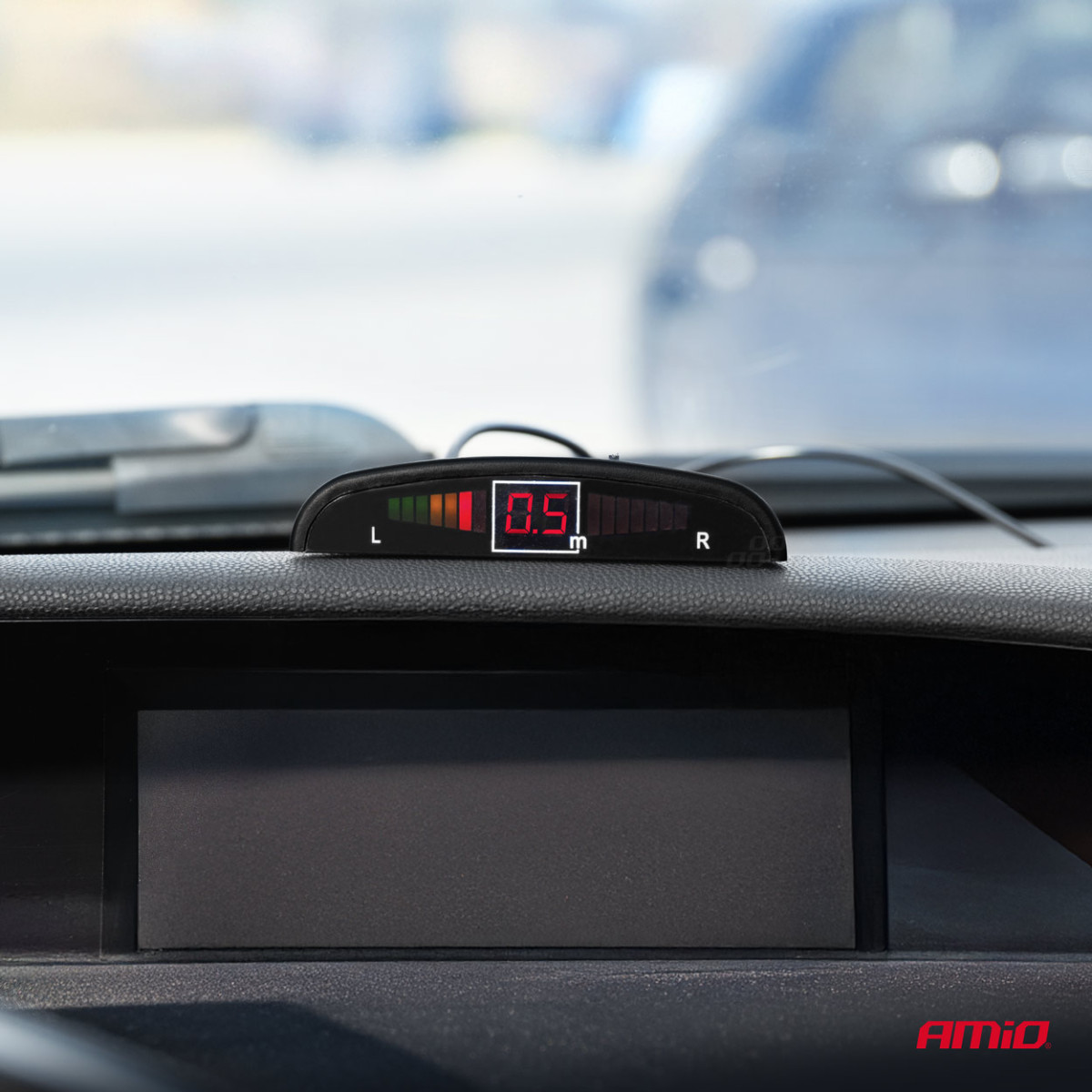 Parkošanās palīgsistēma LED, 4 sudraba sensori 22 cm AMIO-01564