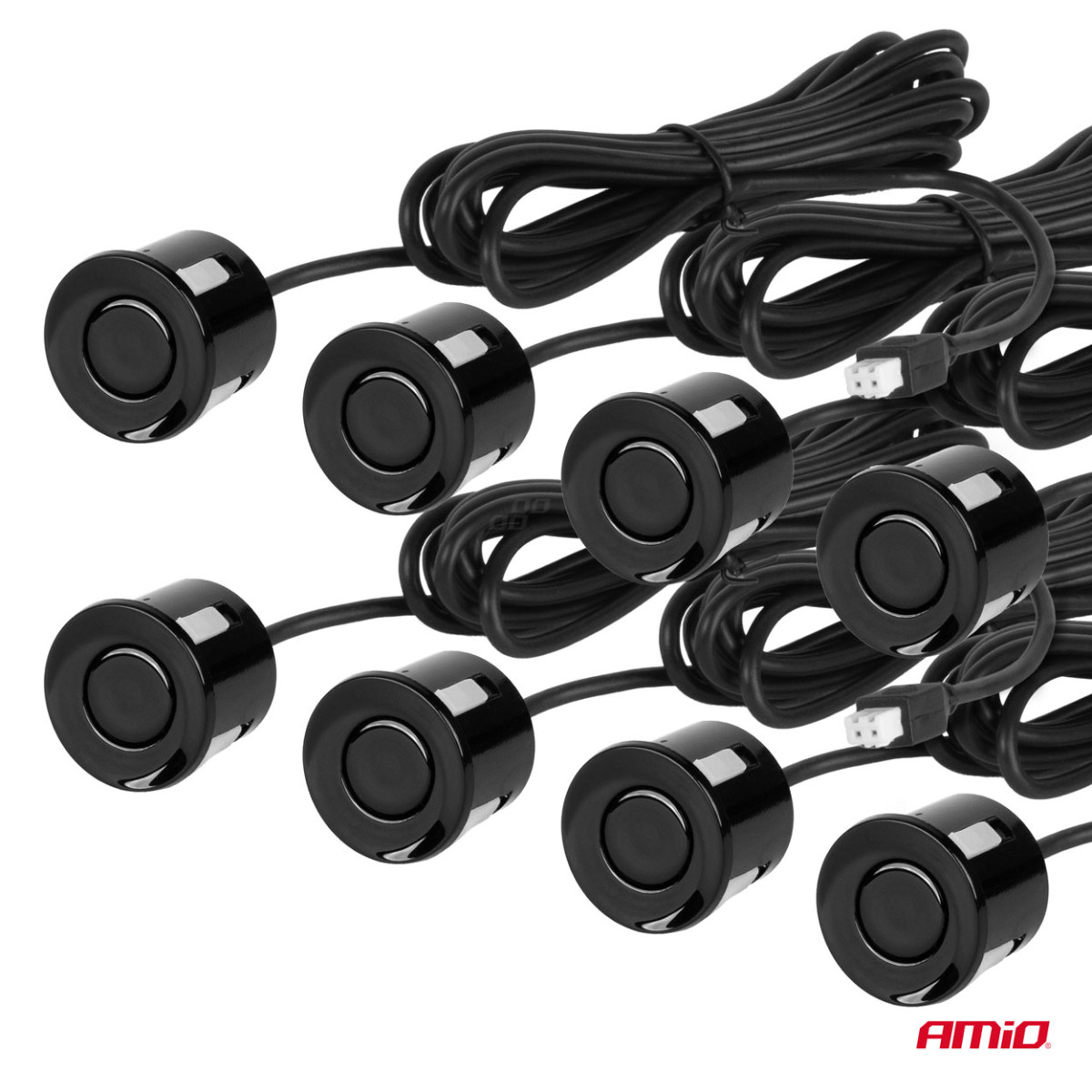 Parkošanās palīgsistēma LED, 8 melni sensori 22 cm AMIO-01560