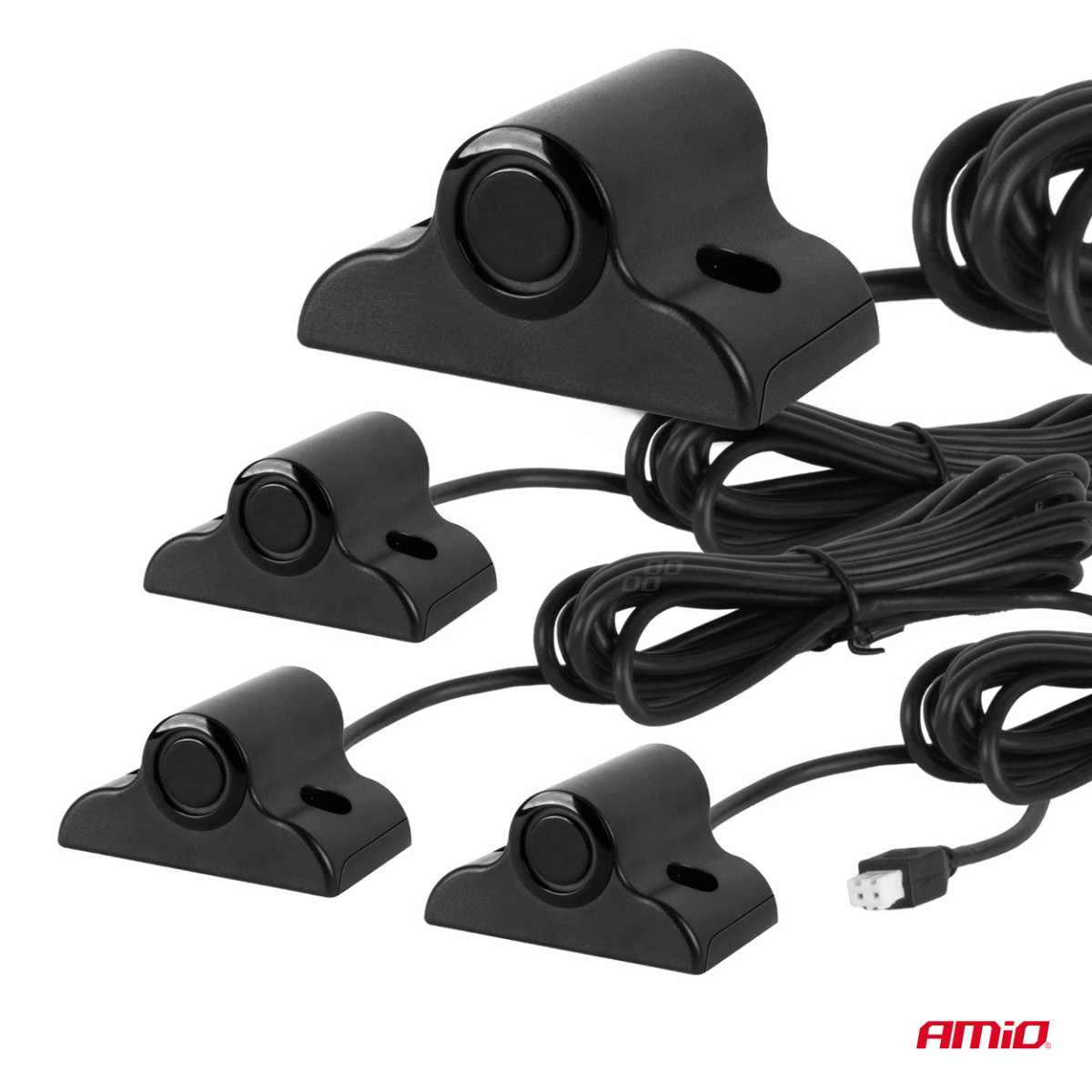 Parkošanās palīgsistēma LED COB, 4 melni sensori 19 mm, kravas automašīnām AMIO-02286