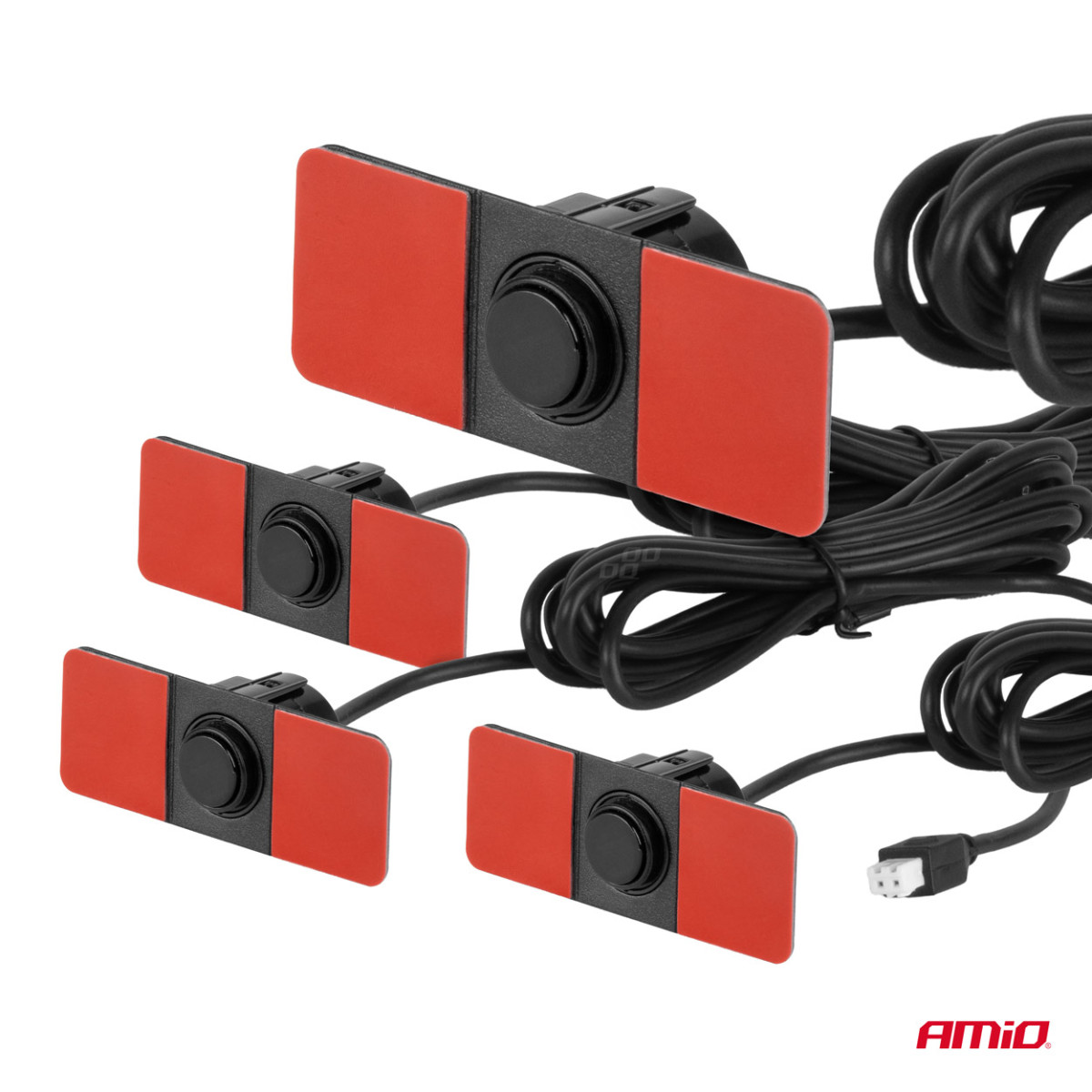 Parkošanās palīgsistēma LED COB, 4 melni sensori, iekšējais stiprinājums 16,5 mm AMIO-02285