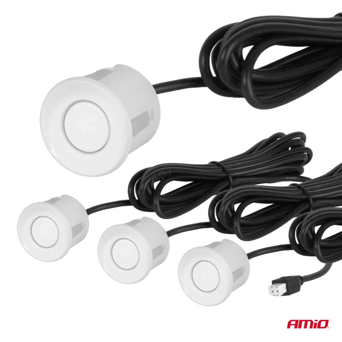 Parkošanās palīgsistēma LED COB, 4 balti sensori 22 mm AMIO-02283