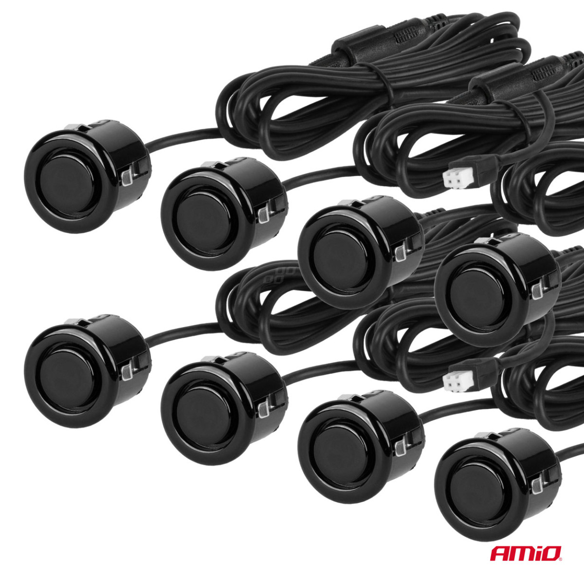Parkošanās sensoru komplekts LED-GRAF, 8 melni sensori GOLD 18 mm AMIO-01605