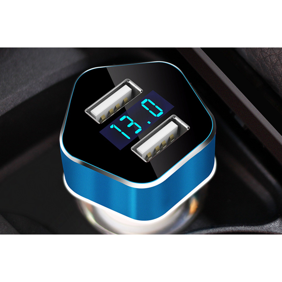 Automašīnas USB lādētājs ar voltmetru, 2×USB PCH PRO-05 AMIO-02358
