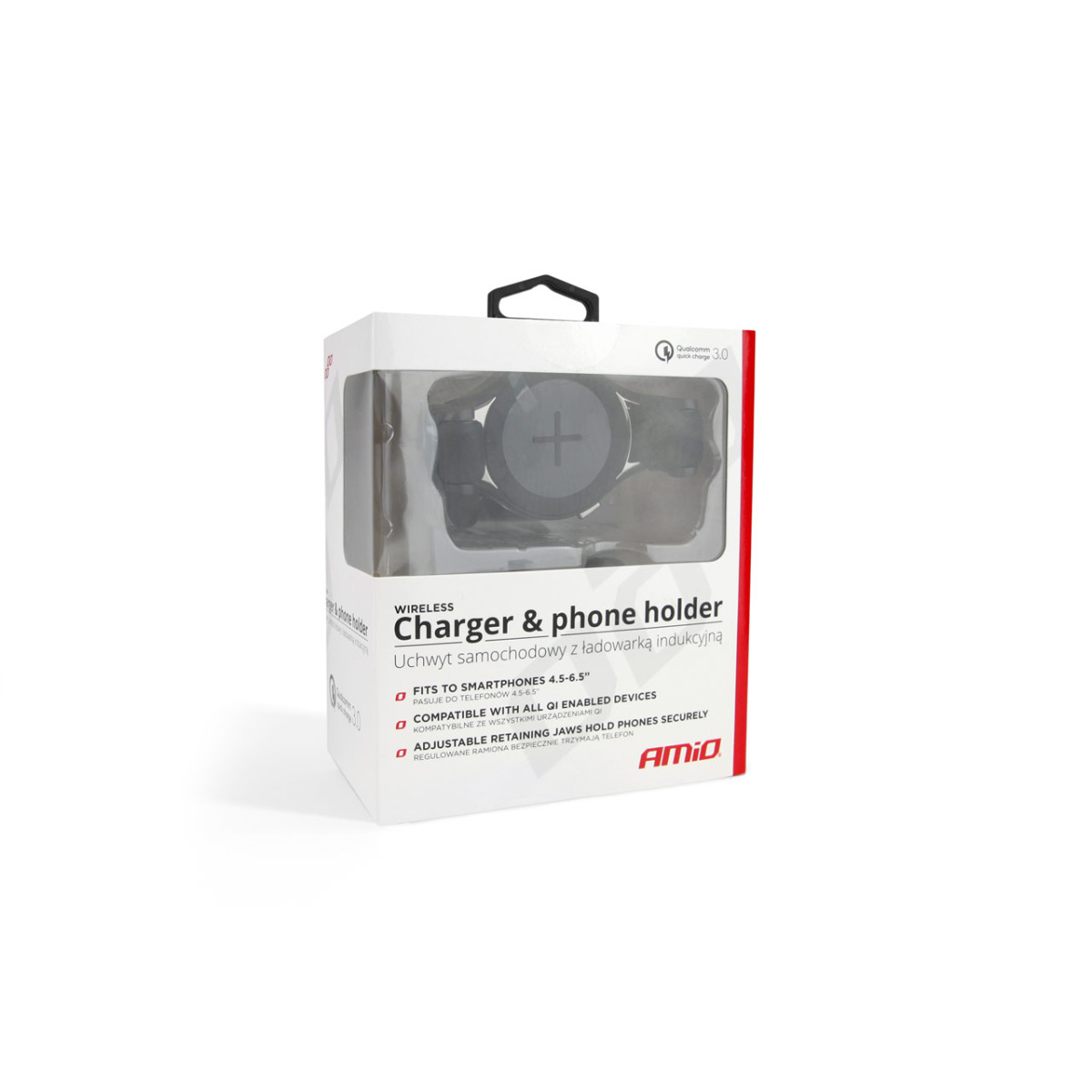 Tālruņa turētājs ar bezvadu lādētāju COMBO QC 3.0 PHW-03